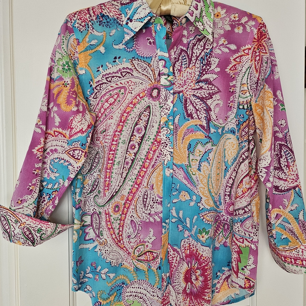 Colorful Paisley Button-Up Shirt